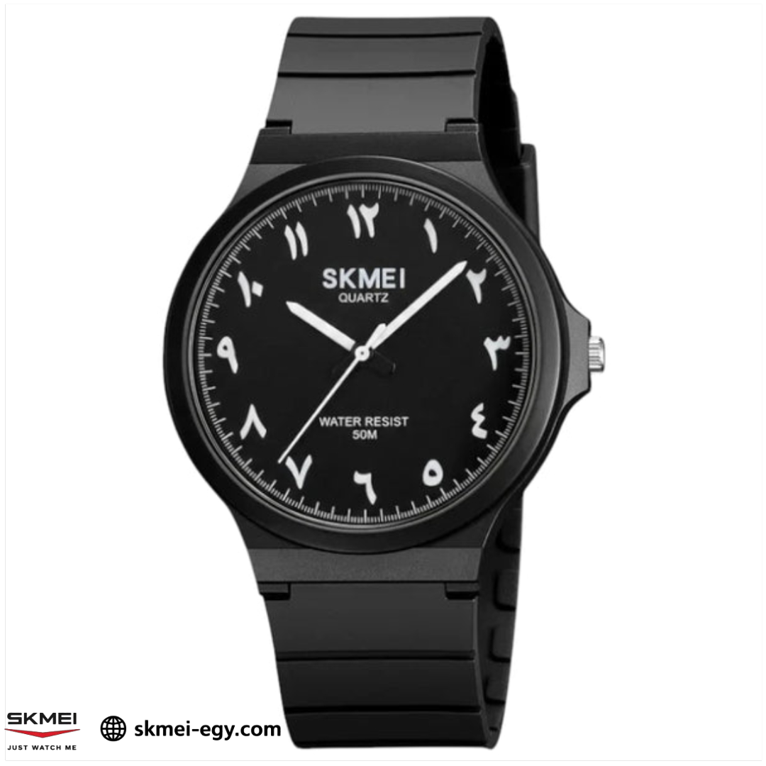 ساعة سكيمي 2108 عقارب بتصميم كلاسيكي بسيط للجنسين أسود&أسود