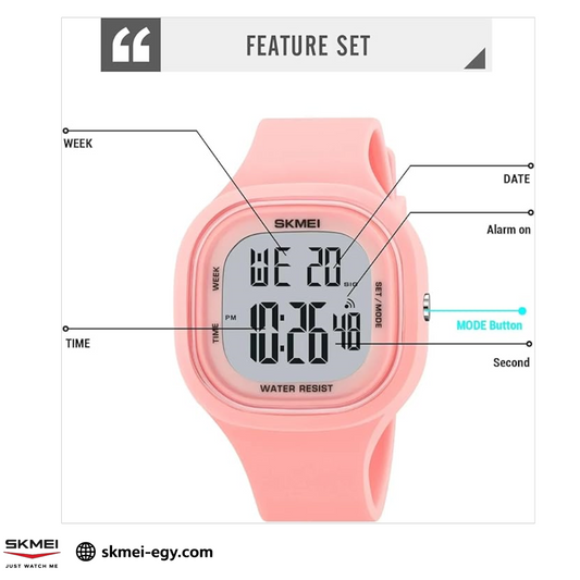 ساعة سكيمي 2290 رقمية رياضية أنيقة للجنسين وردي &أبيض