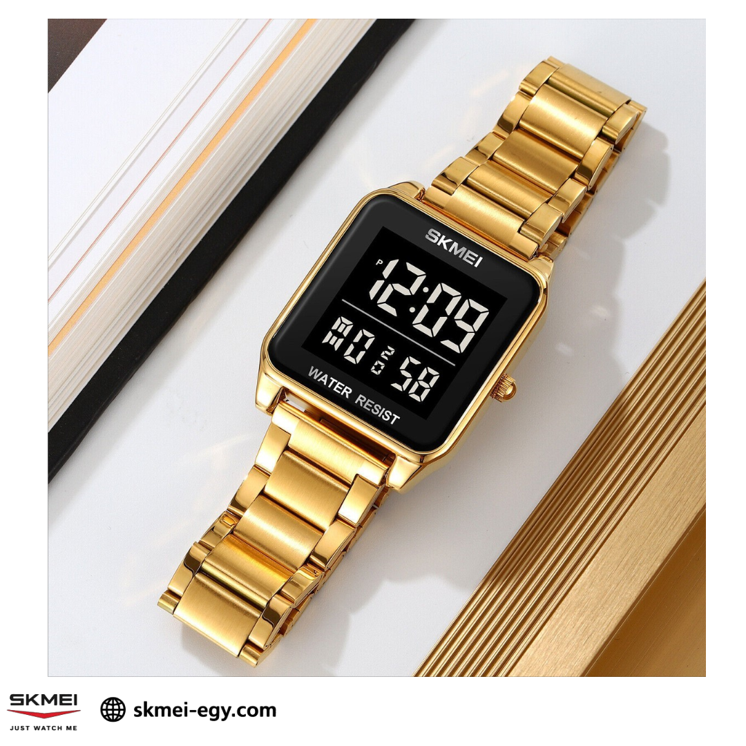 SKMEI 2154( GOLD &BLACK) ساعة للرجال من الفولاذ المقاوم للصدأ ذهبي متعددة الوظائف
