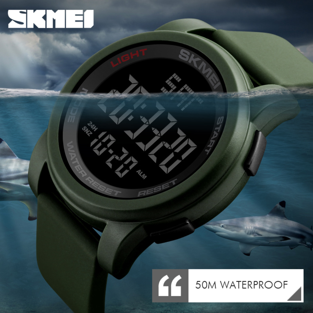 SKMEI 1257 ساعة رياضية عصرية اللون الزيتي