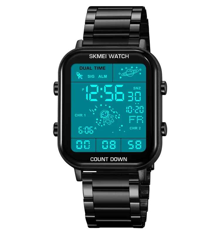 SKMEI 2301 ساعات رقمية رياضية فاخرة مقاومة للماء من الفولاذ المقاوم للصدأ مقاومة للصدمات