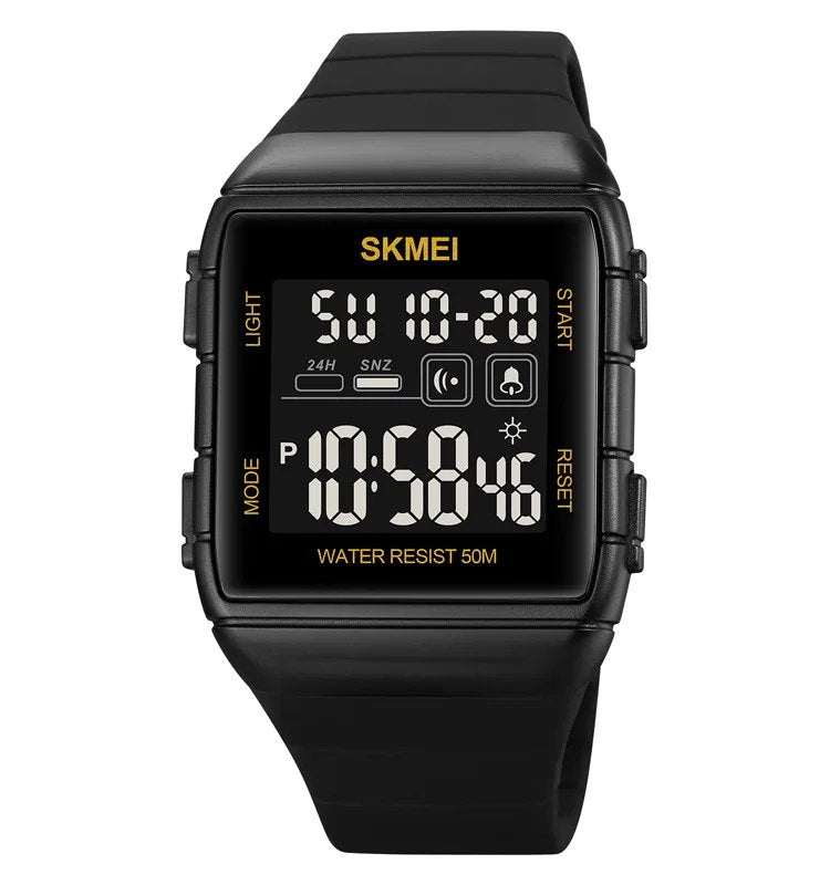 ساعة سكمي 1960 رقمية بسوار سيليكون متعددة الوظائف أسود&ذهبي