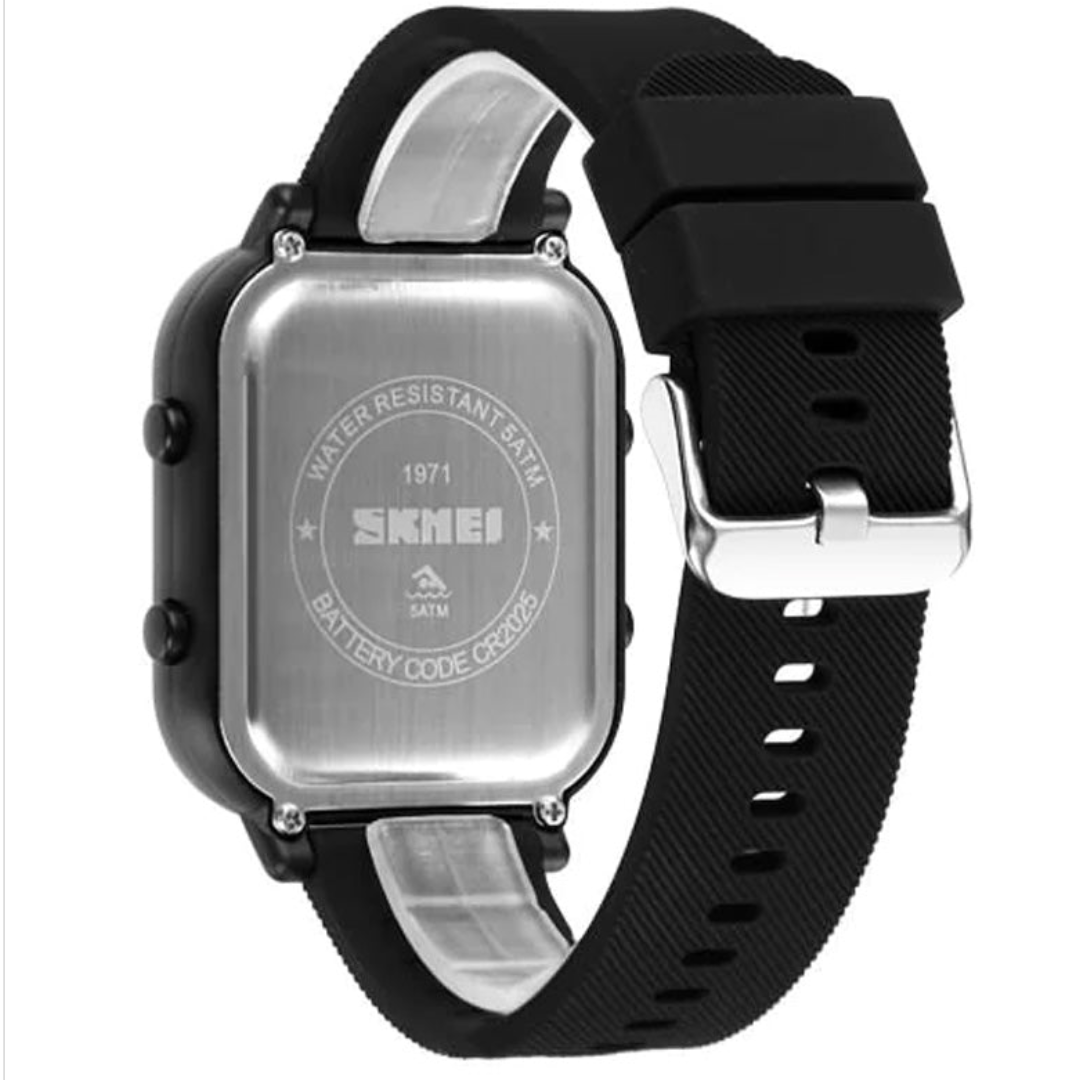 ساعة سكيمي 1971رقمية رياضية (أسود&روز جولد)