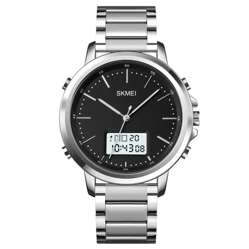 skmei 1652 ساعة فاخرة للرجال من الفولاذ المقاوم للصدأ فضي