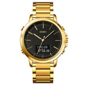 skmei 1652 ساعة فاخرة للرجال من الفولاذ المقاوم للصدأ دهبي