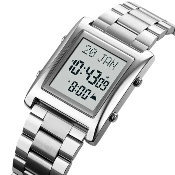 Skmei 1815 Prayer Times Watch Gold and Silver Stainless Steel Strap Anti-Rust and Peeling