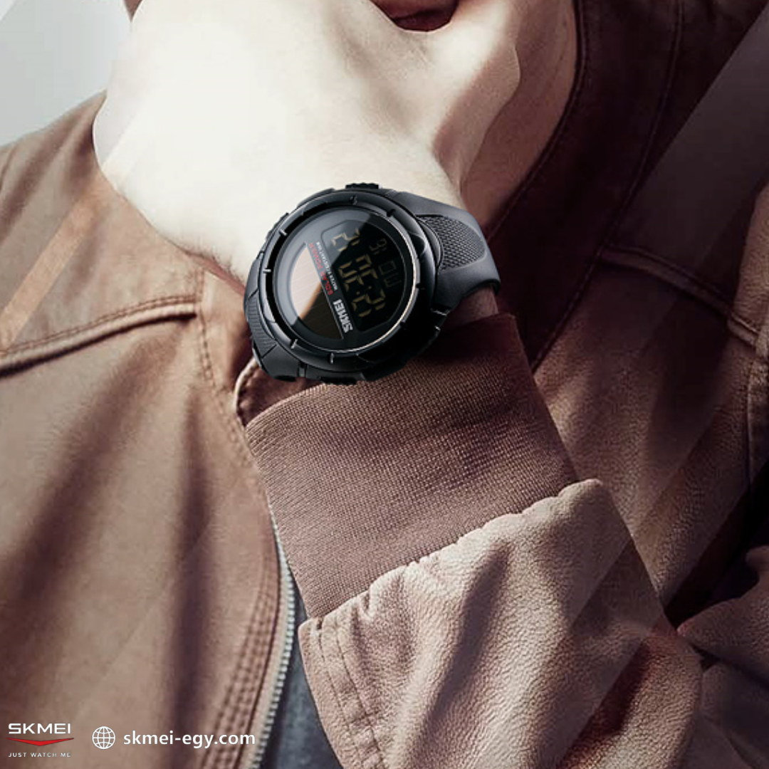 ساعة سكيمي 1405 رياضية رقمية بسوار مطاطي (أسود)
