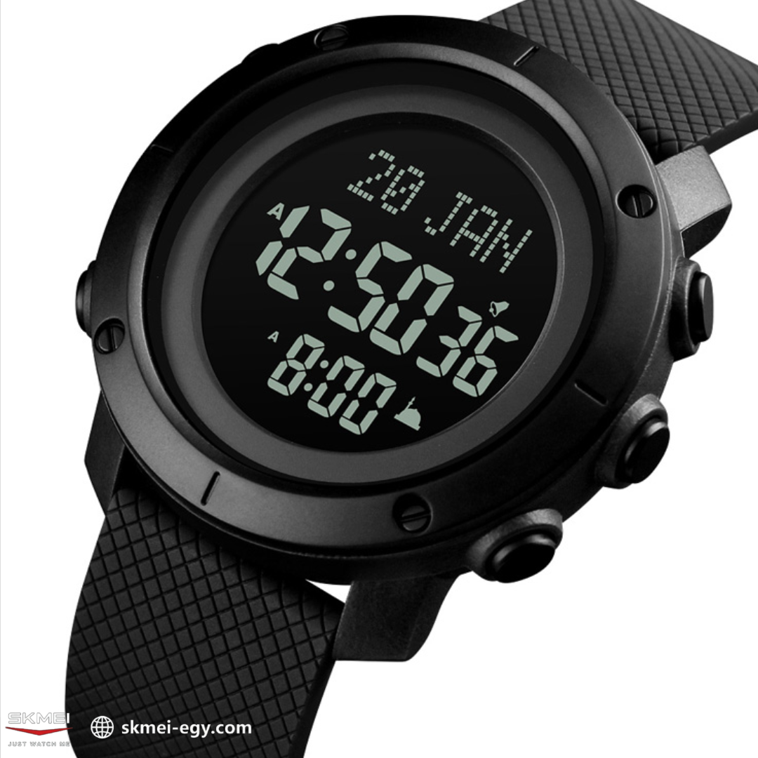 ساعة سكيمي 1728 مواقيت الصلاة (أسود&أسود)
