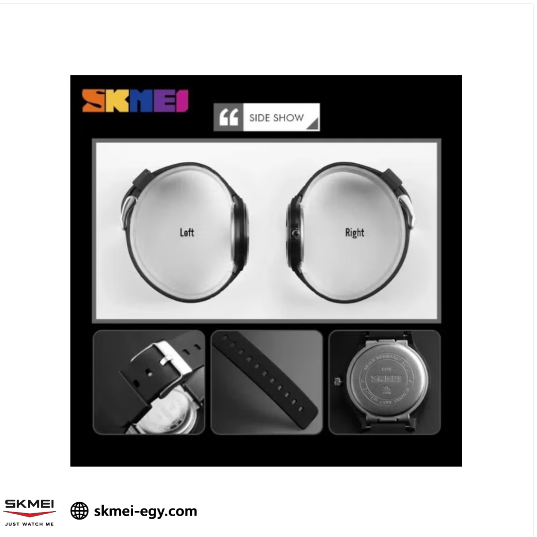 ساعة سكيمي 2108 عقارب بتصميم كلاسيكي بسيط للجنسين أسود&أسود