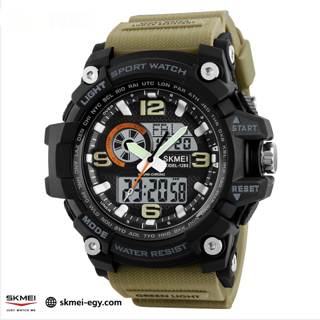 ساعة سكيمي1283  رياضية مزدوجة أرقام وعقارب