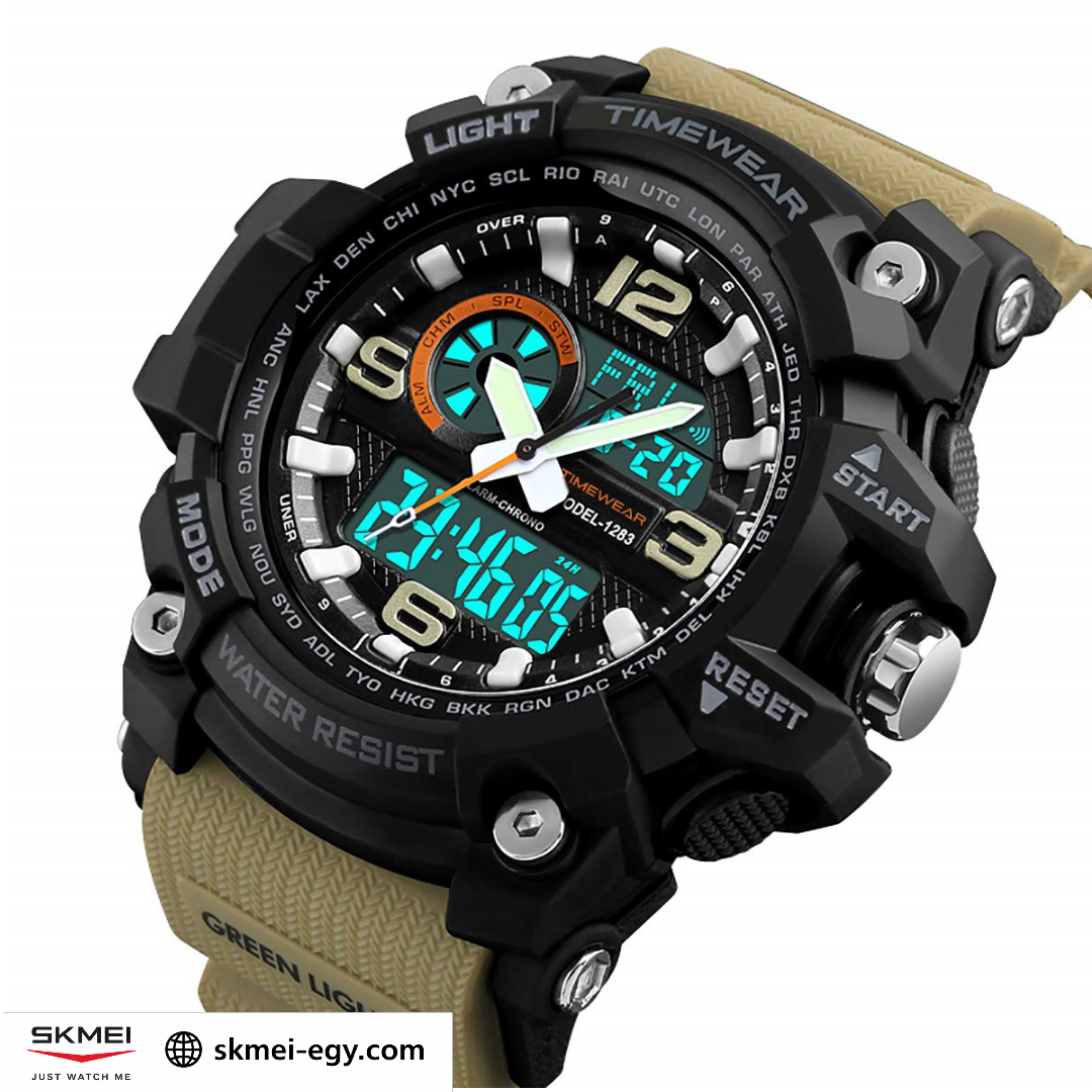 ساعة سكيمي1283  رياضية مزدوجة أرقام وعقارب