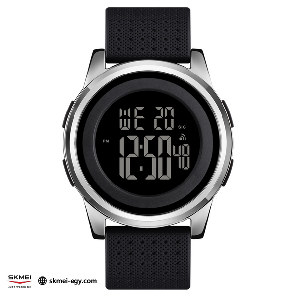 Skmei 1502 Black and Silver Digital Men's Watch with Black Dial, Stylish Design, and Multi-functional Features