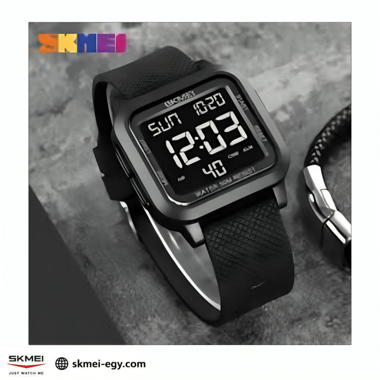 ساعة سكيمي 1894 رقمية رياضية للجنسين مقاومة للماء أسود&أسود