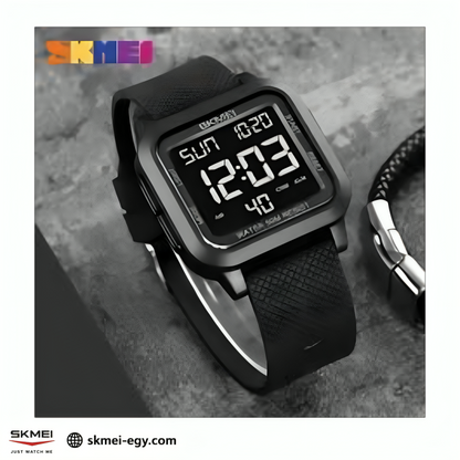 ساعة سكيمي 1894 رقمية رياضية للجنسين مقاومة للماء أسود&أسود