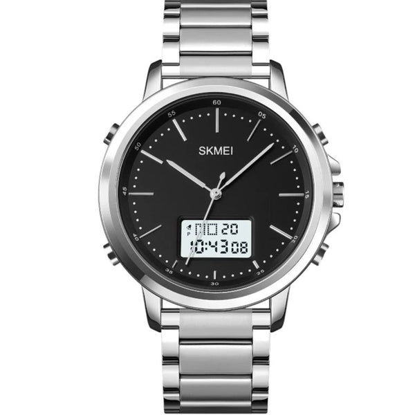 SKMEI 1652 Luxury Men's Stainless Steel Watch (Silver & White)
