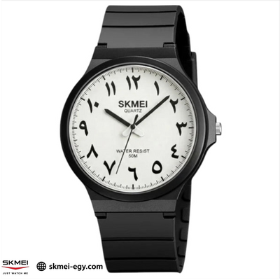 ساعة سكيمي 2108 عقارب بتصميم كلاسيكي بسيط للجنسين أبيض &أسود