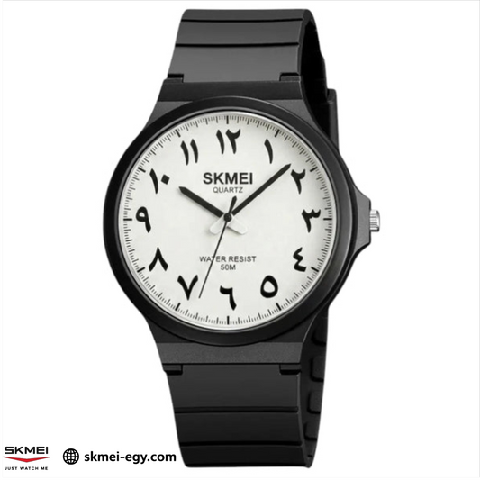 ساعة سكيمي 2108 عقارب بتصميم كلاسيكي بسيط للجنسين أبيض &أسود