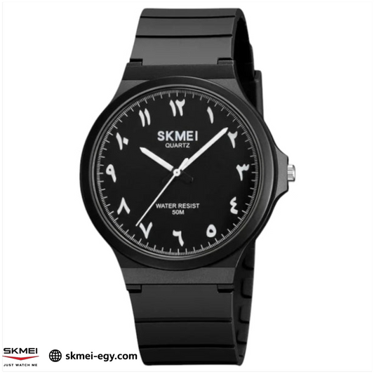 ساعة سكيمي 2108 عقارب بتصميم كلاسيكي بسيط للجنسين أسود&أسود