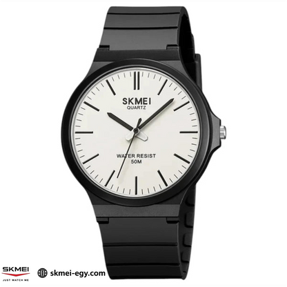 ساعة سكيمي 2108 عقارب بتصميم كلاسيكي بسيط للجنسين أسود&أبيض