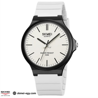 ساعة سكيمي 2108 عقارب بتصميم كلاسيكي بسيط للجنسين أبيض 