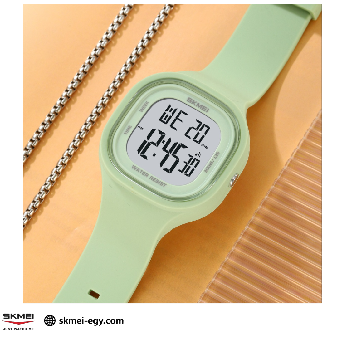 
ساعة سكيمي 2290  رقمية رياضية أنيقة للجنسين أخضر فاتح &أبيض