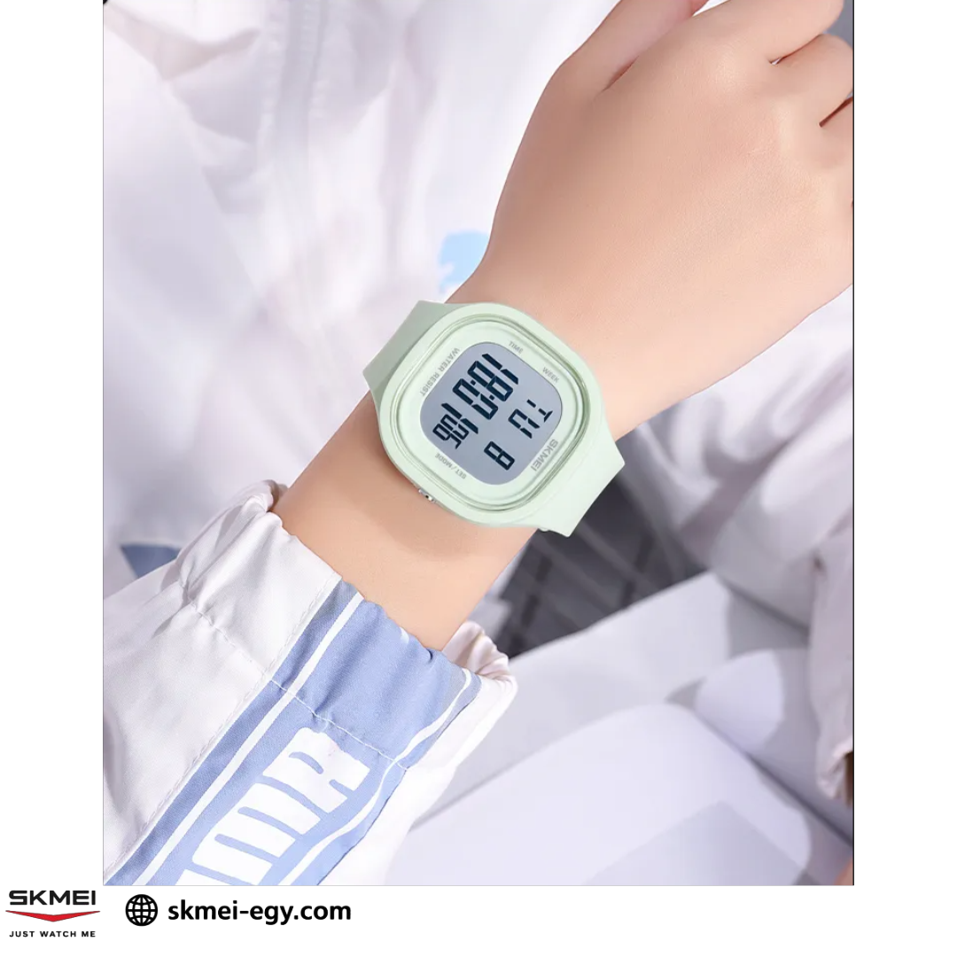 
ساعة سكيمي 2290  رقمية رياضية أنيقة للجنسين أخضر فاتح &أبيض