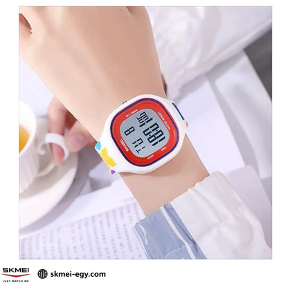 ساعة سكيمي 2290 رقمية رياضية أنيقة للجنسين أحمر&أبيض