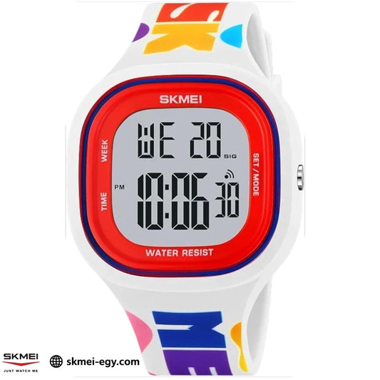 ساعة سكيمي 2290 رقمية رياضية أنيقة للجنسين أحمر&أبيض