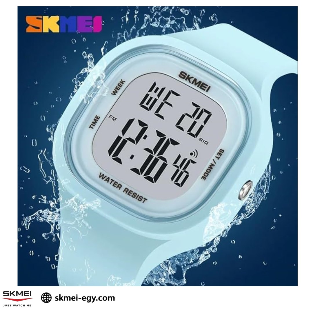 ساعة  سكيمي 2290 رقمية رياضية أنيقة للجنسين أزرق&أبيض