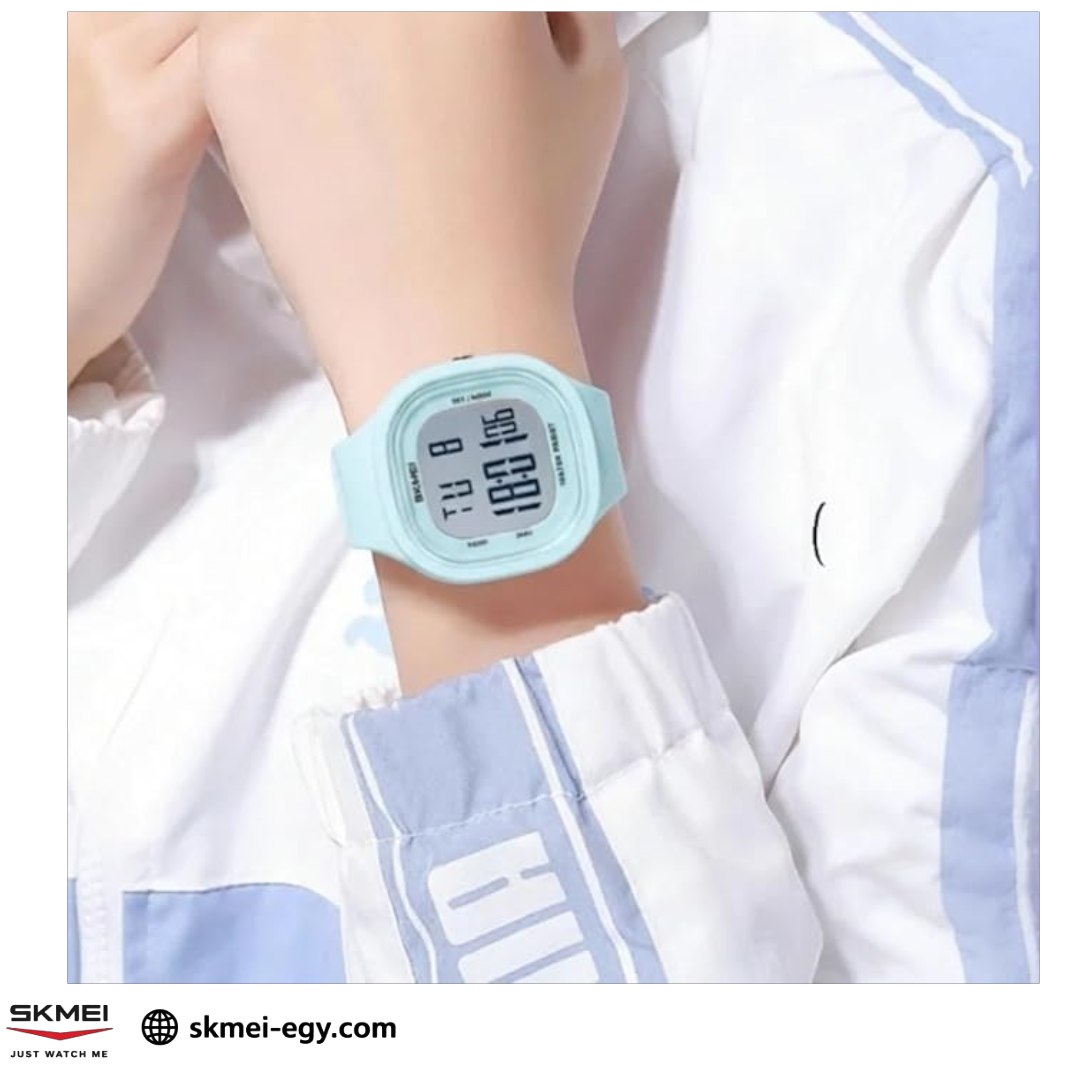 ساعة  سكيمي 2290 رقمية رياضية أنيقة للجنسين أزرق&أبيض
