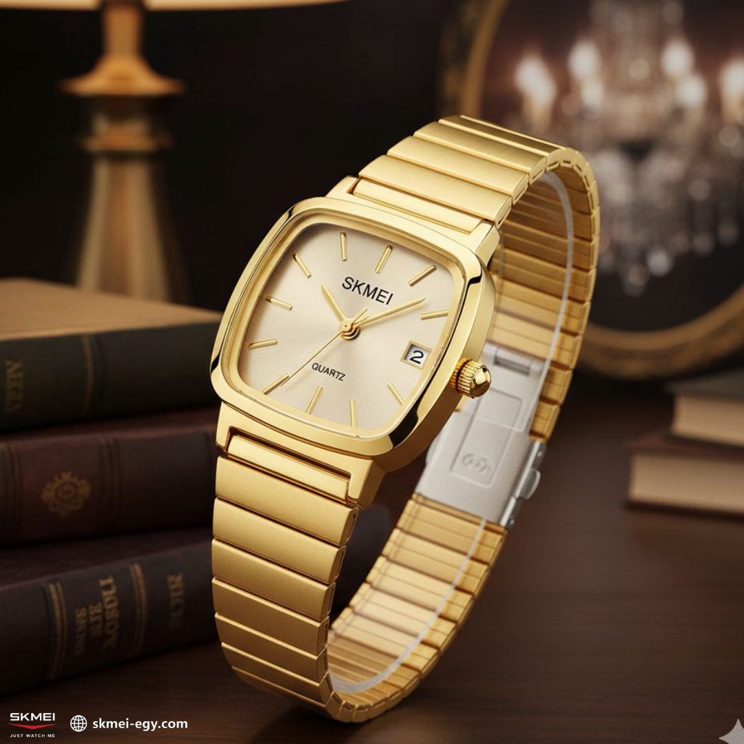 ساعة سكيمي 2492 رقمية كلاسيك ستانلس ستيل سوار ذهبي