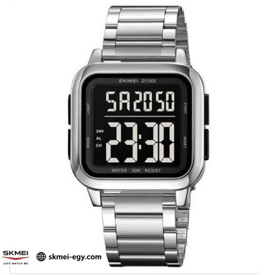 SKMEI 2133 ( SILVER)  ساعة للرجال فاخرة بلون فضي من الفولاذ المقاوم للصدأ مقاومة للماء