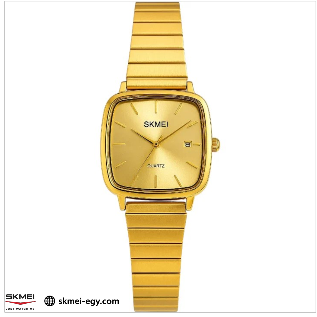 (ساعة سكمي 2491 كلاسيكية ذهبي بعقارب للجنسين (ذهبي