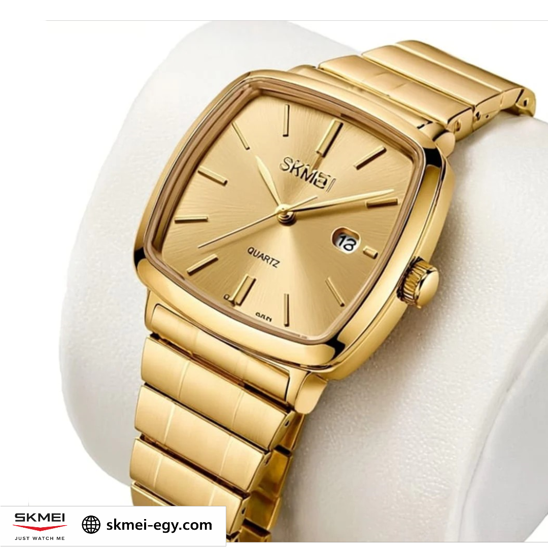 (ساعة سكمي 2491 كلاسيكية ذهبي بعقارب للجنسين (ذهبي