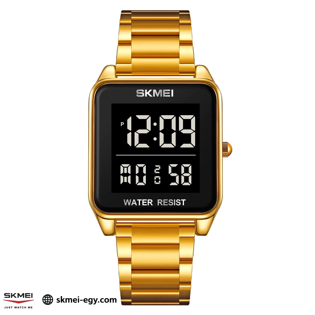 SKMEI 2154( GOLD &BLACK) ساعة للرجال من الفولاذ المقاوم للصدأ ذهبي متعددة الوظائف