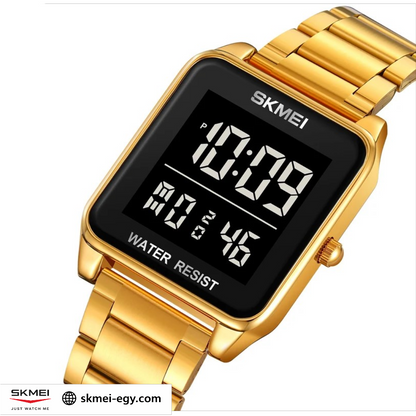 SKMEI 2154( GOLD &BLACK) ساعة للرجال من الفولاذ المقاوم للصدأ ذهبي متعددة الوظائف