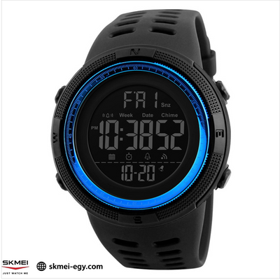 Skmei 1251  ساعة  من اللون الاسود في ازرق رجالي ديجيتال أنيقة