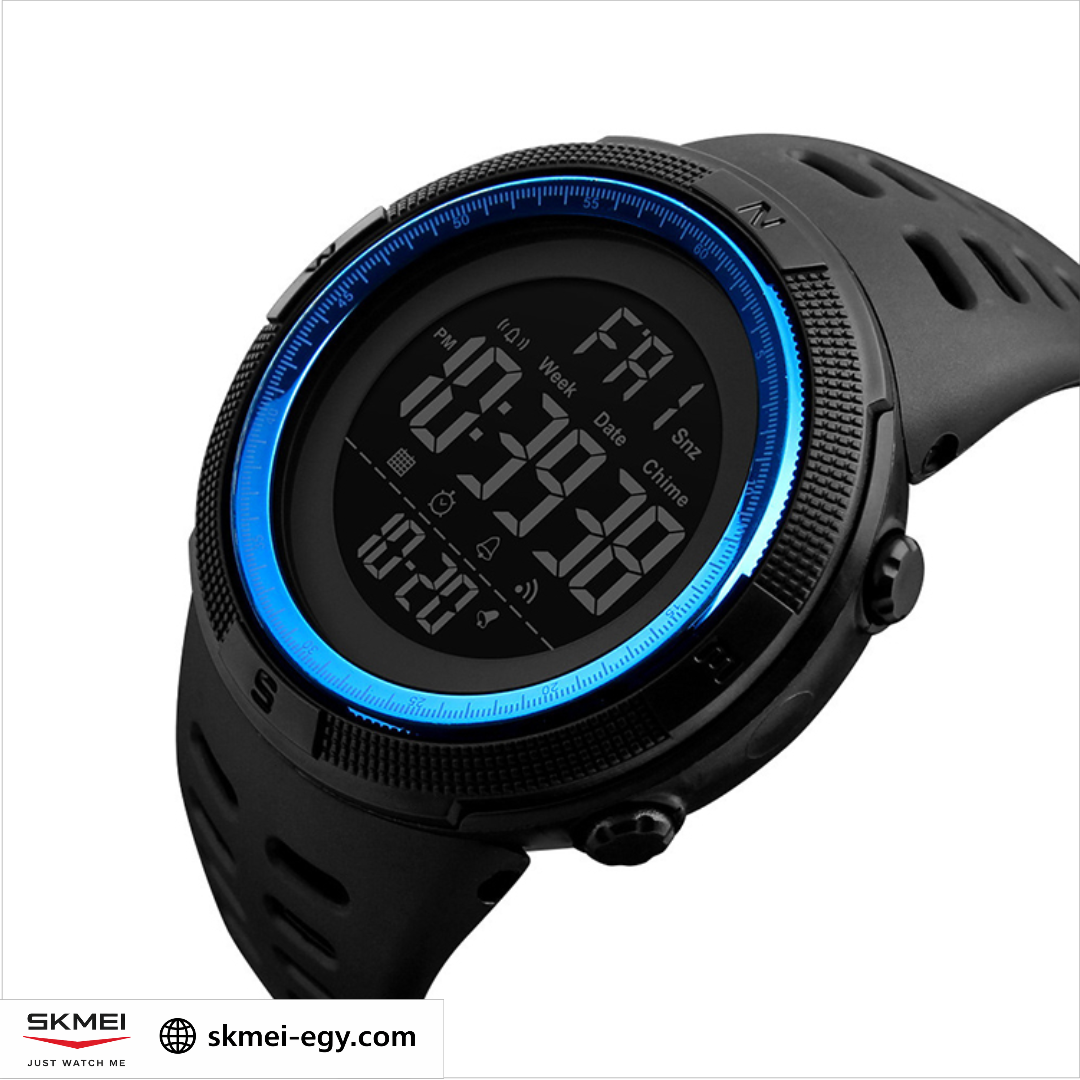 Skmei 1251  ساعة  من اللون الاسود في ازرق رجالي ديجيتال أنيقة
