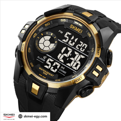 SKMEI 2123 Black&Gold ساعة رياضية متعددة الوظائف مقاومة للماء