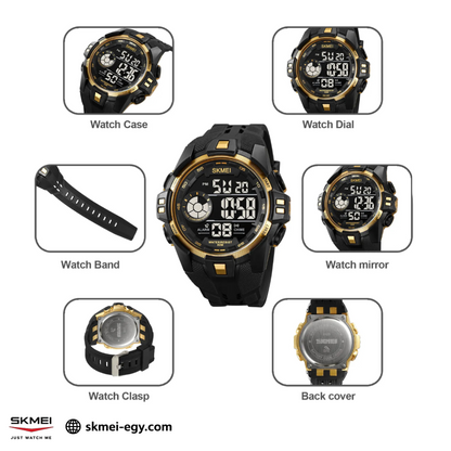 SKMEI 2123 Black&Gold ساعة رياضية متعددة الوظائف مقاومة للماء