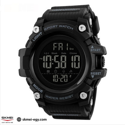 ساعة سكمي 1384 رقمية متعددة الوظائف مقاومة للماء (أسود)