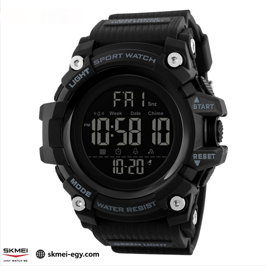 ساعة سكمي 1384 رقمية متعددة الوظائف مقاومة للماء (أسود)