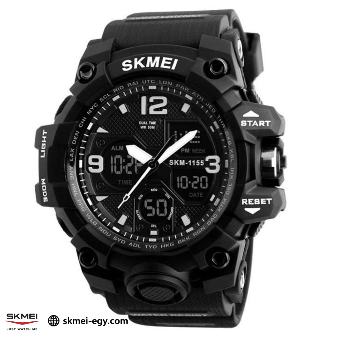 ساعة سكيمي  1155  رياضية مقاومة للماء (أسود)