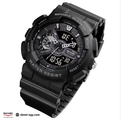 ساعة سكيمي 1688 رياضيه رقمي مع عقارب متعددة الوظائف ومقاومة للماء (أسود)