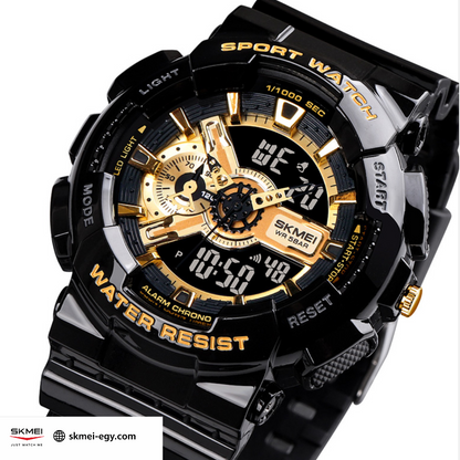 Skmei 1688 Men's Sports Digital Analog Watch Multi-Function Waterproof (Black & Gold)