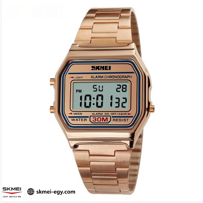 ساعة سكيمي 1123  رقمية كلاسيك ستانلس ستيل سوار (روز)