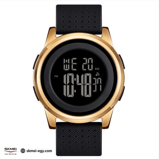 ساعة سكيمي 1502 اللون الاسود والذهبي مينا أسود رقمية رجالية بتصميم أنيق متعددة الوظائف