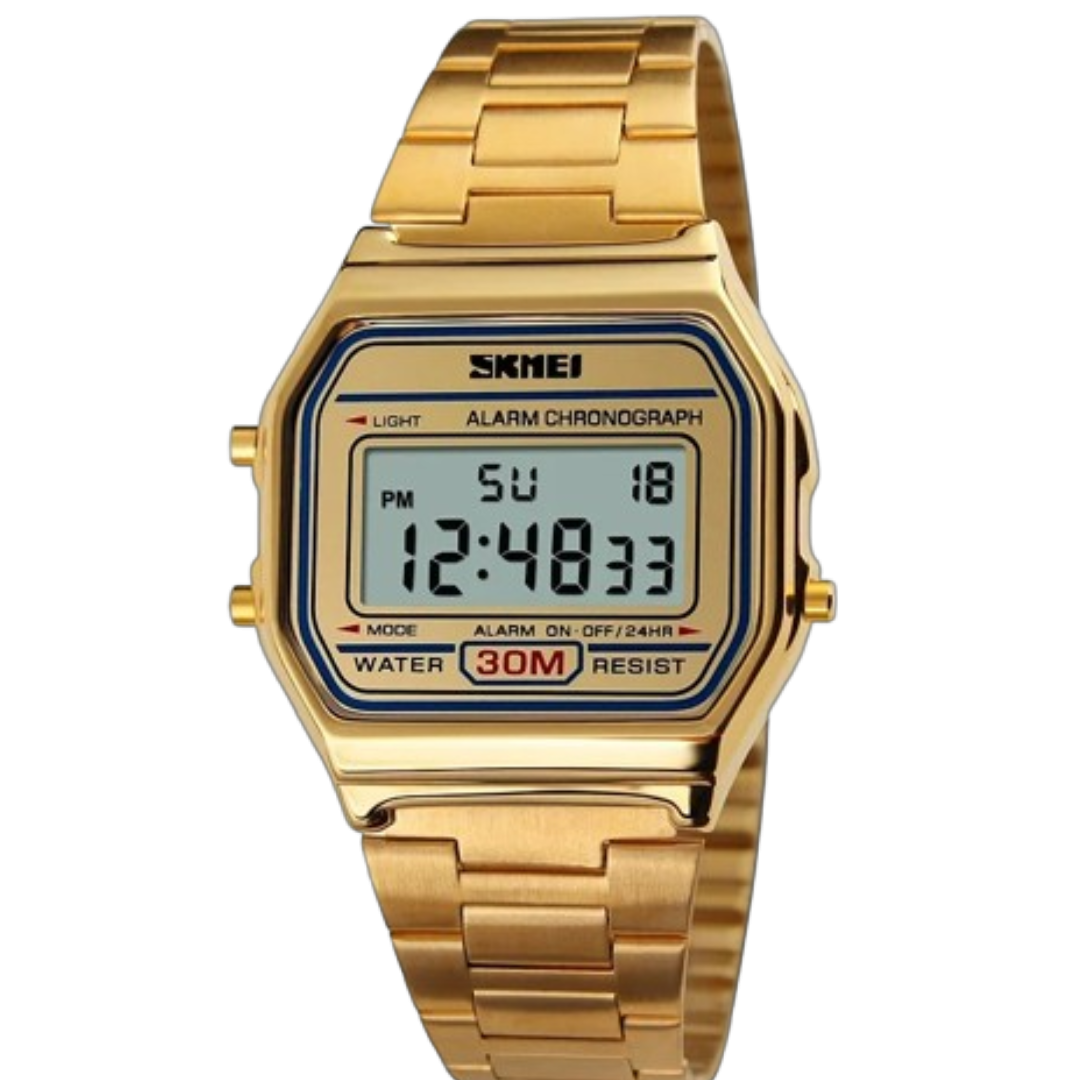 SKMEI 1123 Classic Digital Watch Stainless Steel Blue Strap