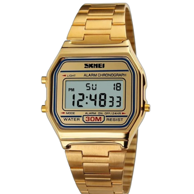 SKMEI 1123 Classic Digital Watch Stainless Steel Blue Strap