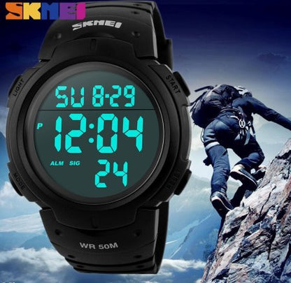 SKMEI 1068 Black ساعة رقمية متعددة الوظائف مقاومة للماء